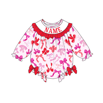Valentine's Day Bow Floral Custom Name Smock Embroidery Collection