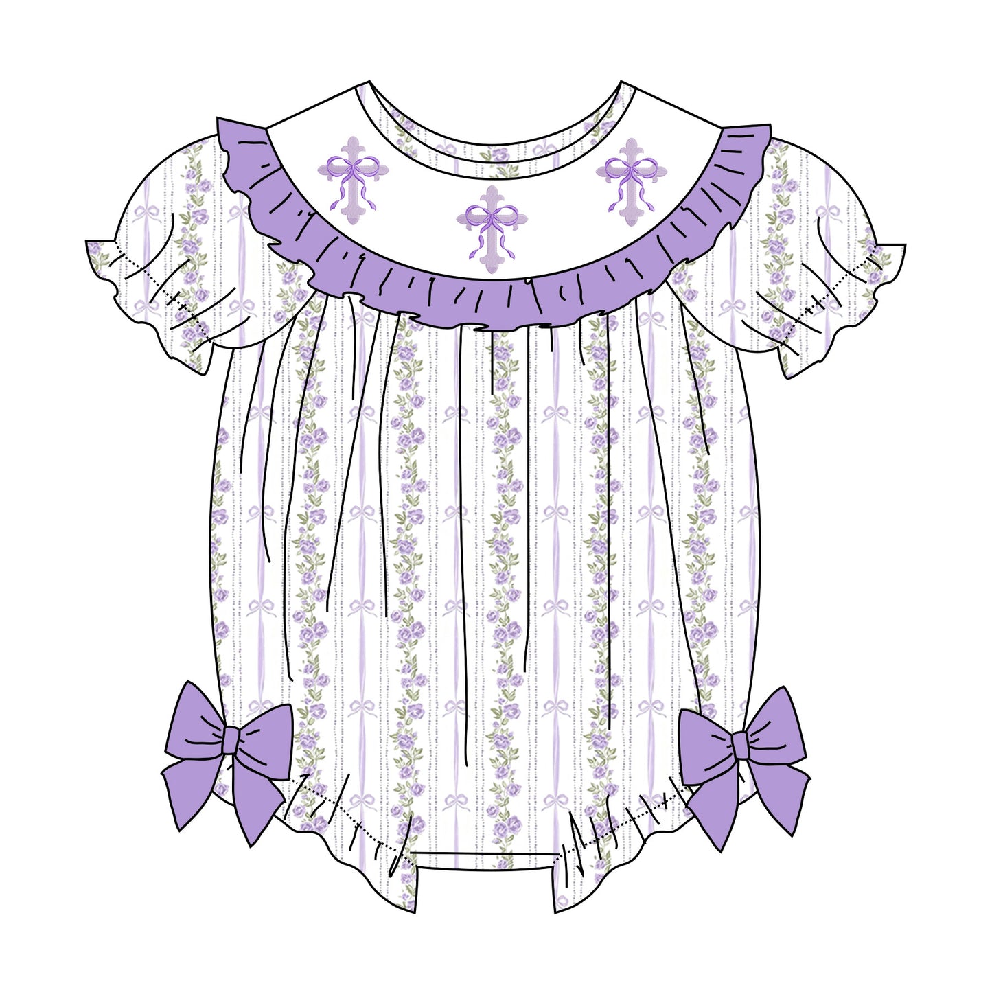 Easter JESUS LOVES ME Cross Smocked Embroidered Dress & Romper