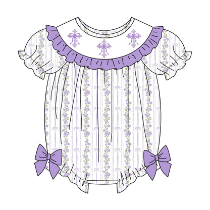 Easter JESUS LOVES ME Cross Smocked Embroidered Dress & Romper