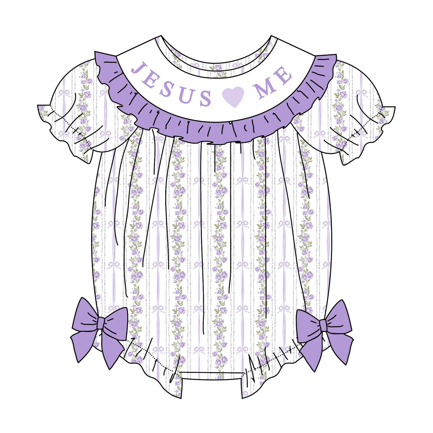 Easter JESUS LOVES ME Cross Smocked Embroidered Dress & Romper
