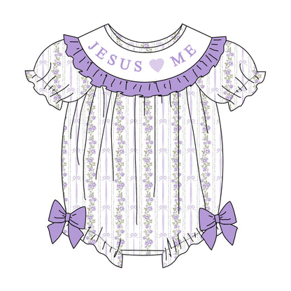 Easter JESUS LOVES ME Cross Smocked Embroidered Dress & Romper