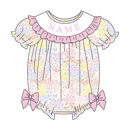 Spring Summer Floral Custom Name Smocked Embroidered Collection