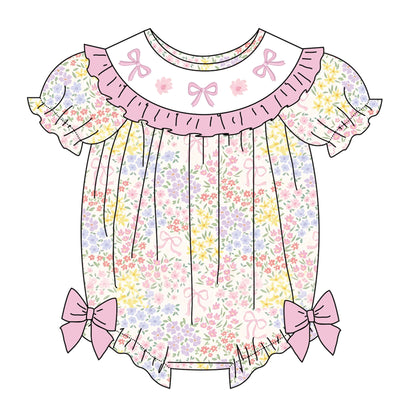 Spring Summer Floral Custom Name Smocked Embroidered Collection