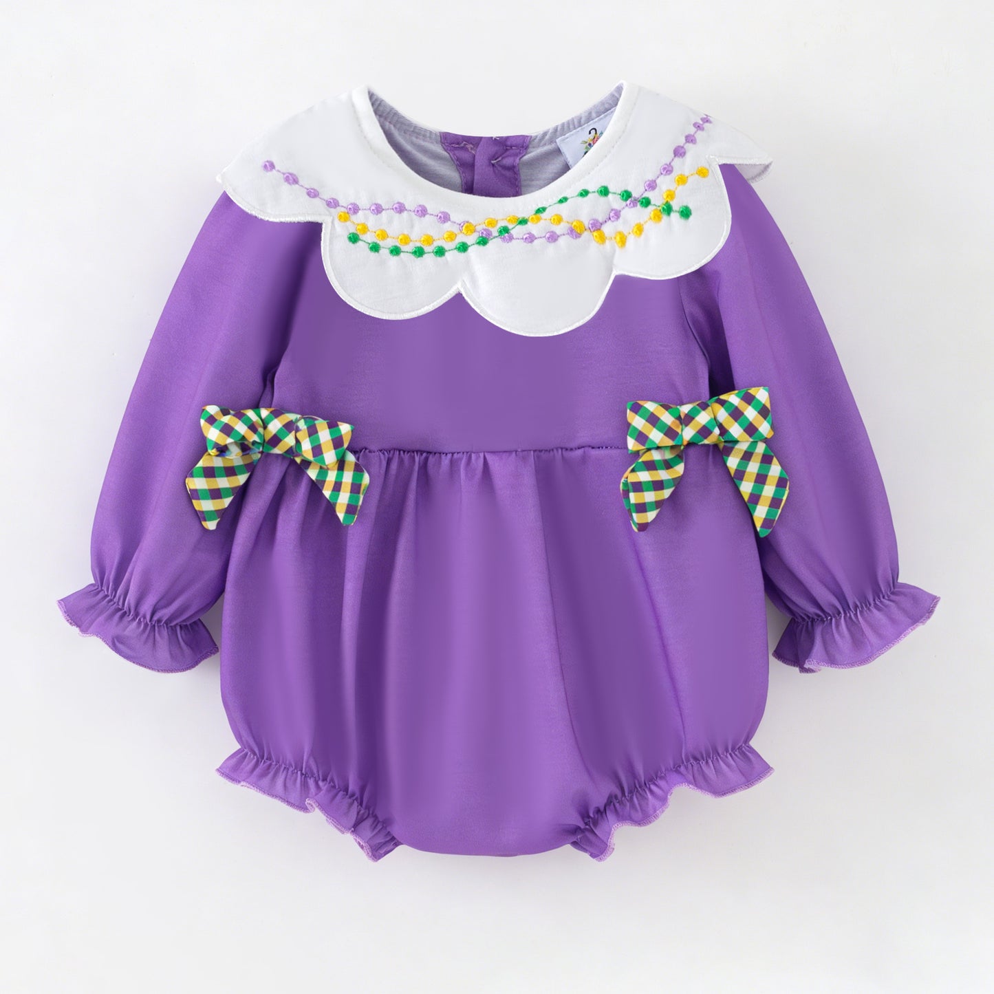 2026 Kids Fashion Mardi Gras Embroidery Purple Outfits Collection