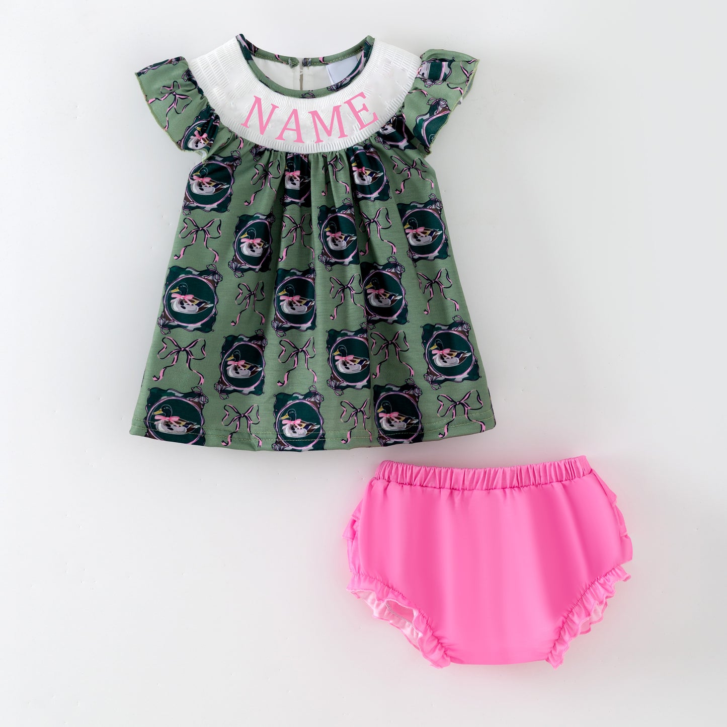 Kids Personalized Name Smock Embroidery Outfit | 2026 Spring Summer Duck Collection