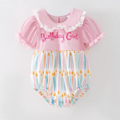 Kids Spring Summer Brithday Embroidery Candle Sibling Set