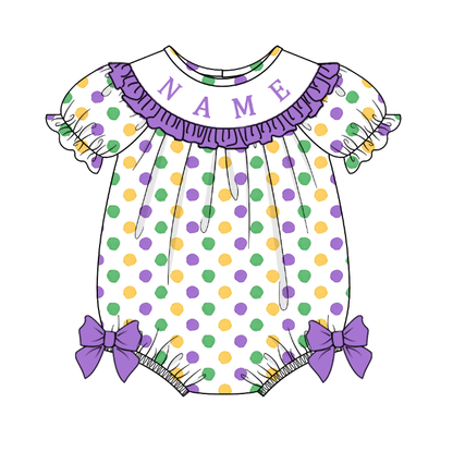 Kids Mardi Gras Smocked Custom Name Holiday Outfits Collection