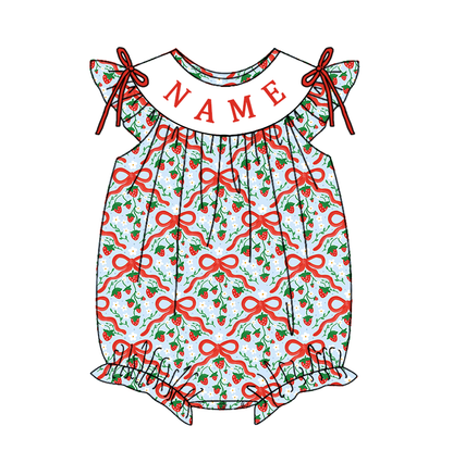 2026 Spring Strawberry Bow Collection | Personalized Smocked Kidswear