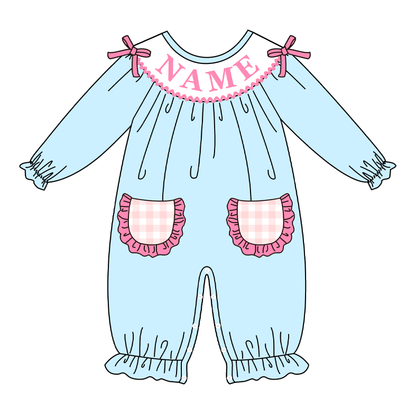 2026 Valentine's Day Custom Name Embroidery Smock Romper Collection