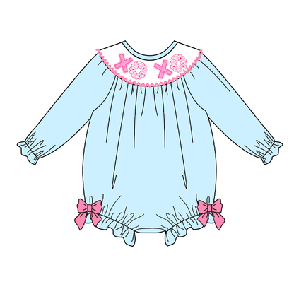 2026 Baby Girls Valentine's Day XOXO Smocked Embroidery Romper