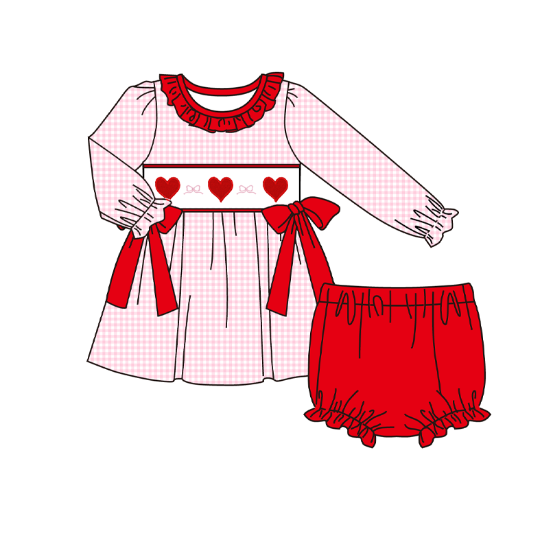 2026 Valentine’s Day Pink Plaid Smocked Hearts Collection