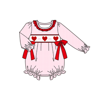 2026 Valentine’s Day Pink Plaid Smocked Hearts Collection