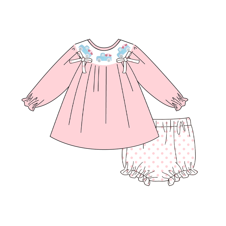 2026 Valentine's Day Spring Heart Car Kids Embroidery Smocked Collection