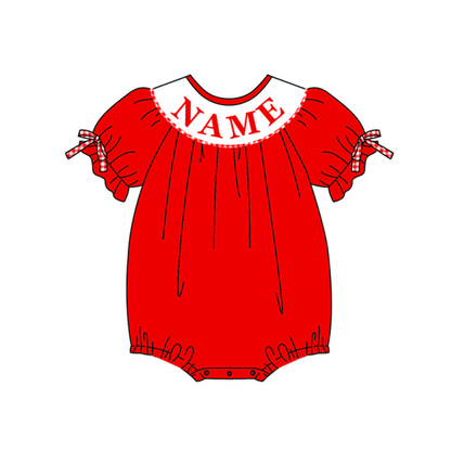 2026 Valentine’s Day Red Plaid Custom Name Smocked Embroidery Collection