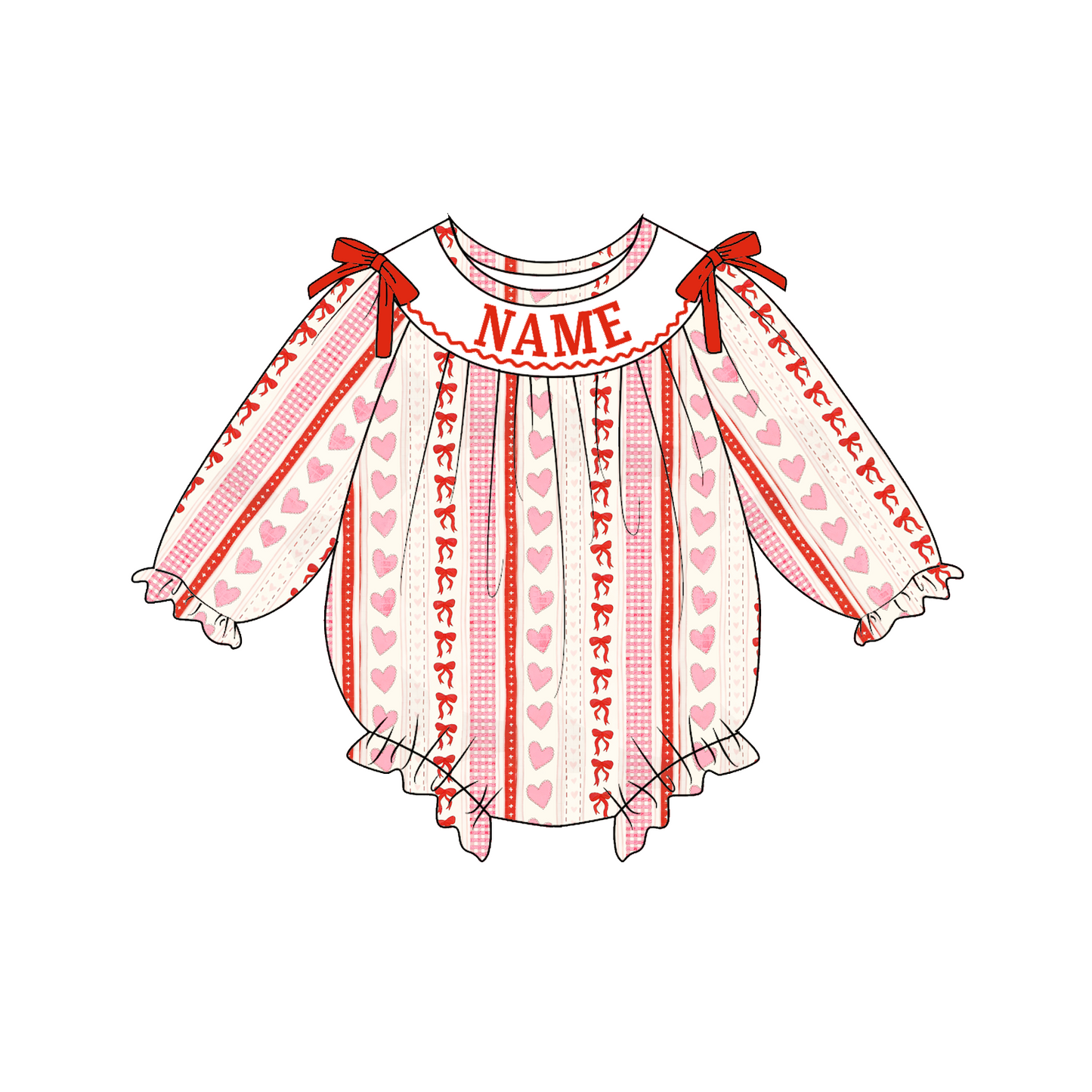 2026 Valentine's Day Heart Custom Name Smocked Embroidered Collection