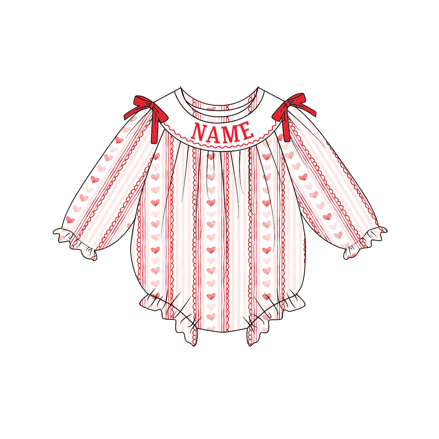 2026 Valentine's Day Heart Custom Name Smocked Embroidered Collection