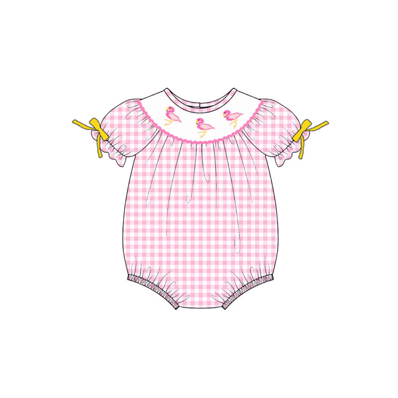 2026 Spring/Summer Flamingo Smocked Collection – Pink Gingham Embroidery