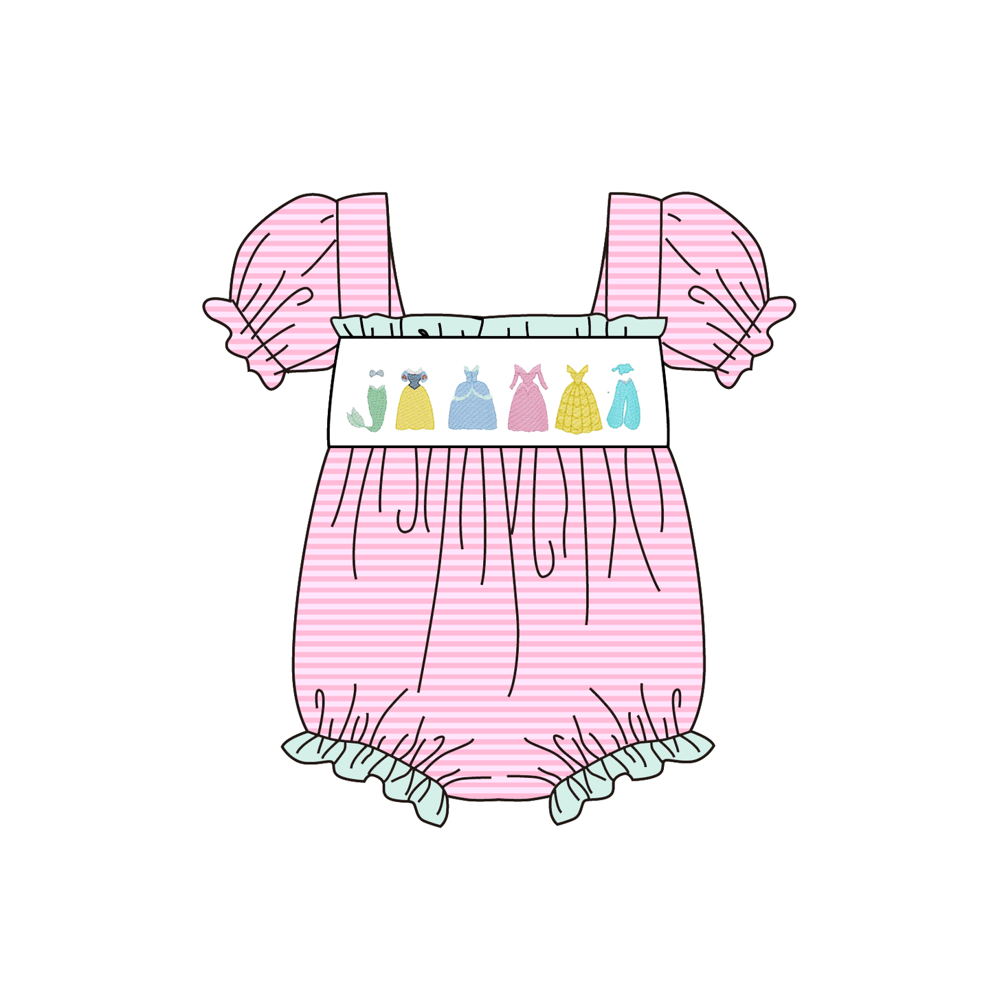 2026 Spring Summer Princess Embroidery Pink Dress & Romper