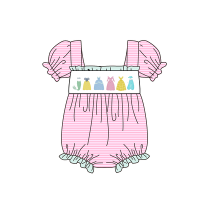 2026 Spring Summer Princess Embroidery Pink Dress & Romper