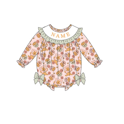 Spring Summer Bear Custom Name Embroidery Smock Outfits