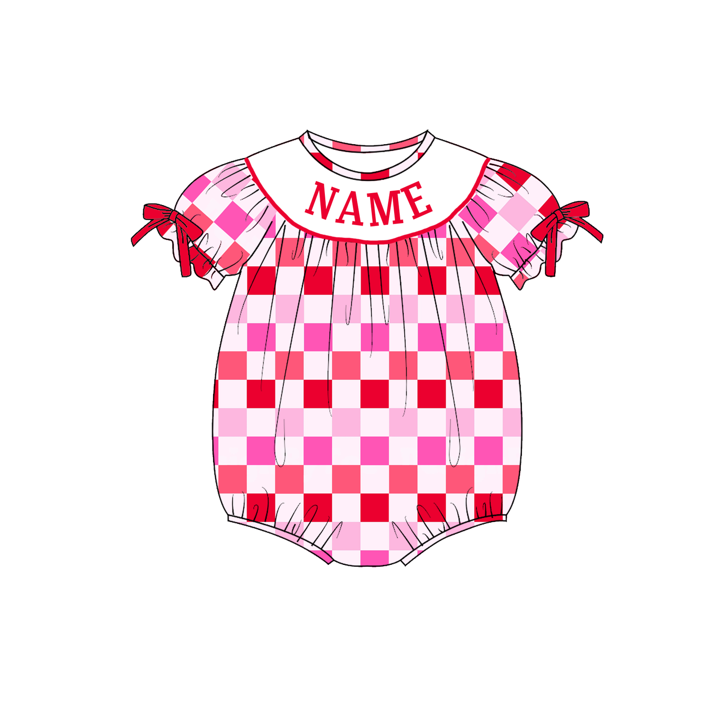 Valentine's Day Plaid Custom Name Smock Embroidery Collection