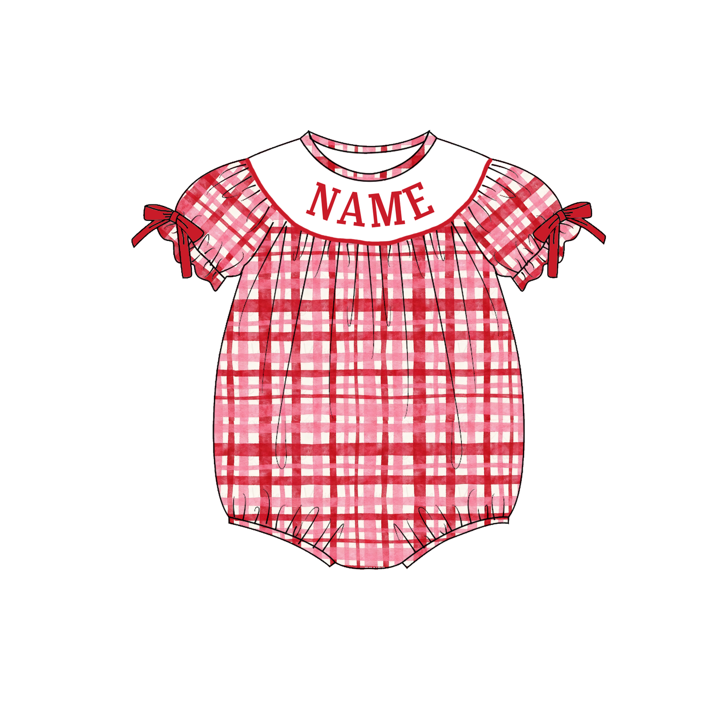Valentine's Day Plaid Custom Name Smock Embroidery Collection