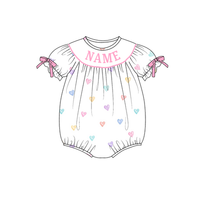 Valentine's Day Heart Bow Custom Name Smock Embroidery Collection