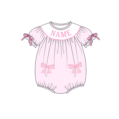 Valentine's Day Heart Bow Custom Name Smock Embroidery Collection