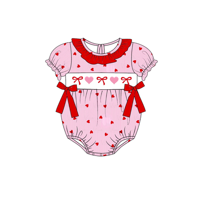 Valentine's Day Pink Heart Custom Name Smocked Embroidered Collection