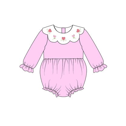 2026 Spring Summer Smock Flower Embroidery Pink Dress & Romper