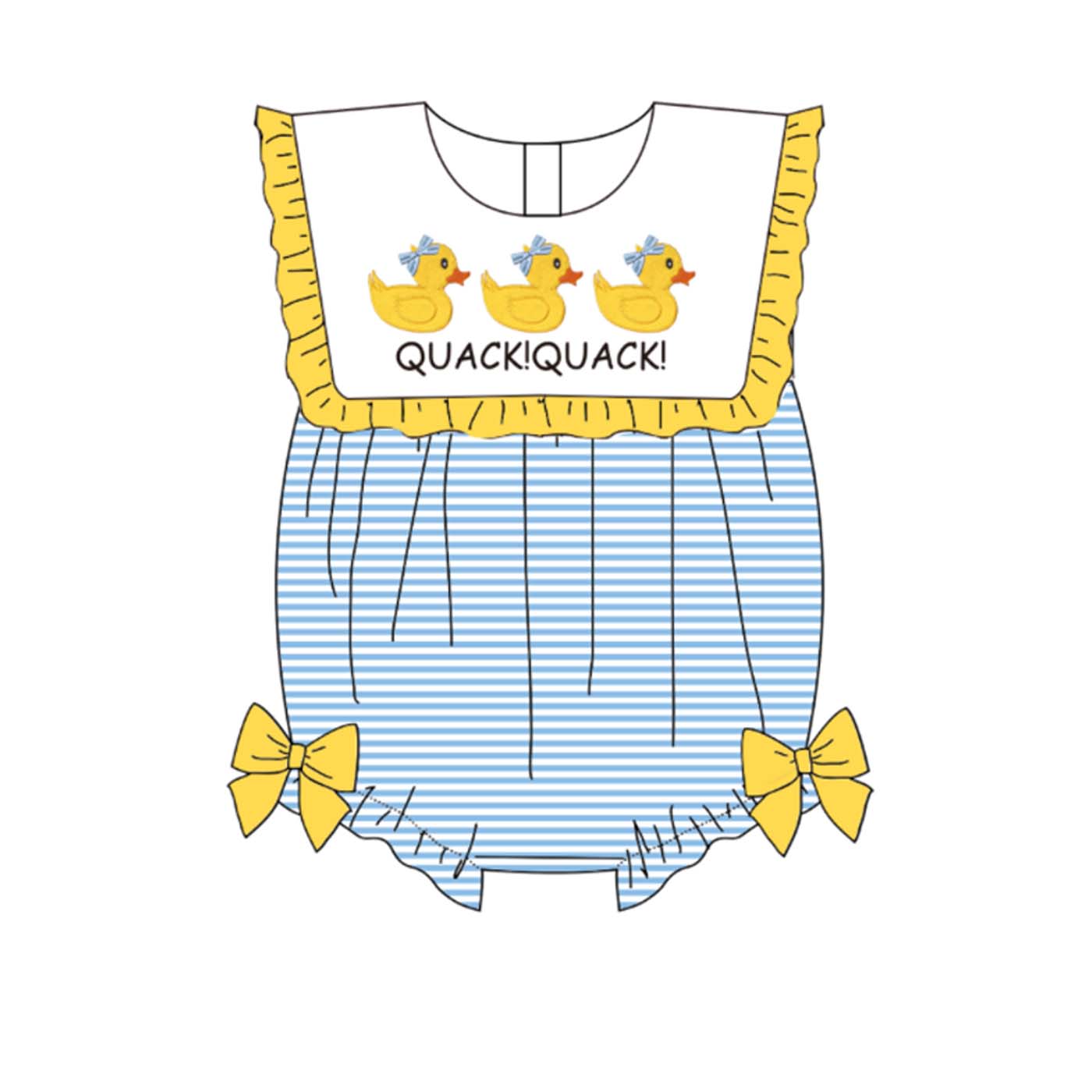 Easter Little Duck Smocked Embroidery Collection – Blue & White Stripes | New Arrival