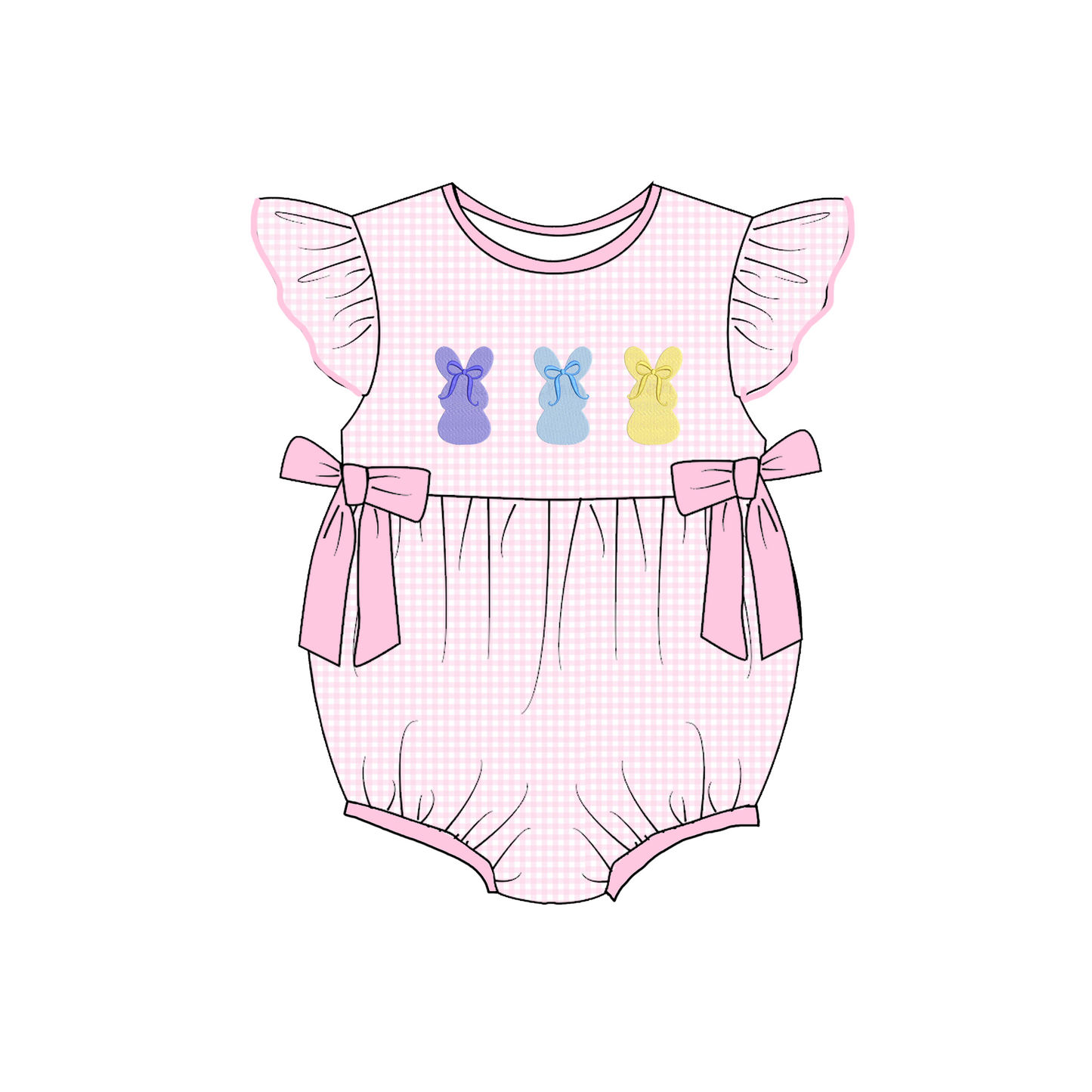 Summer Easter Bunny Embroidery Pink Blue Collection