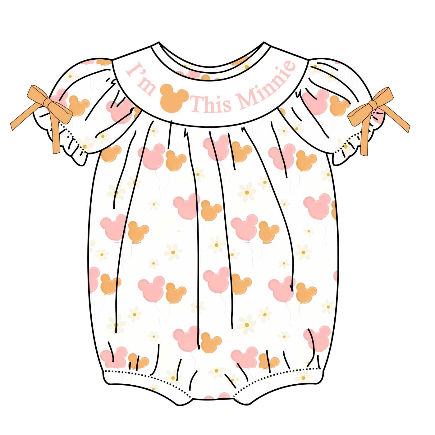 Birthday Girl Smocked Embroidered Gift Bow Minnie Collection