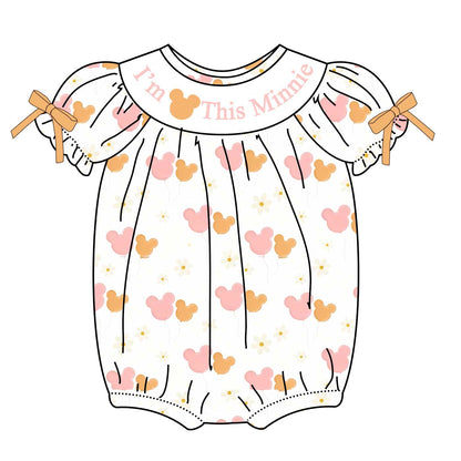 Birthday Girl Smocked Embroidered Gift Bow Minnie Collection