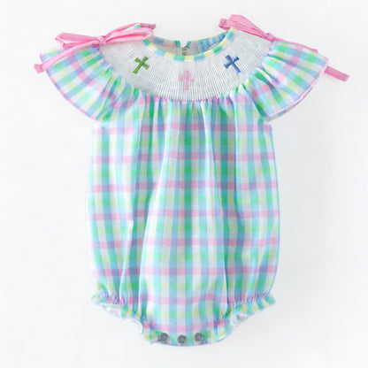 Summer Easter Plaid Cross Smocked Embroidery Collection