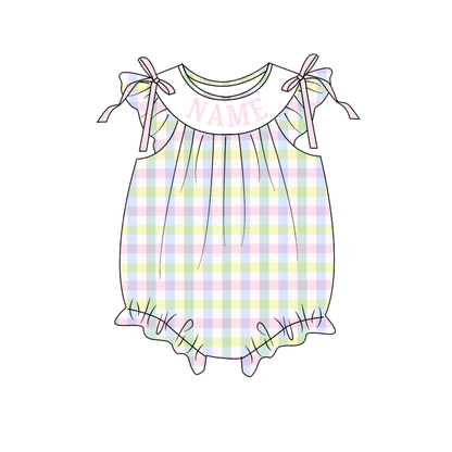 Summer  Custom Name Smocked Embroidered Plaid Floral Collection