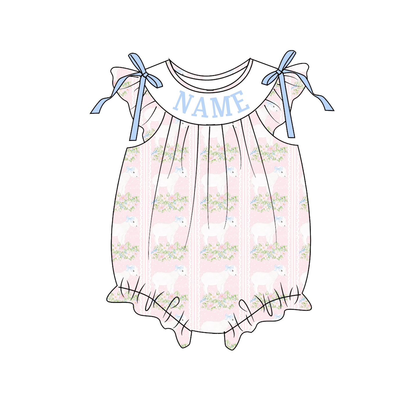 Summer  Custom Name Smocked Embroidered Plaid Floral Collection