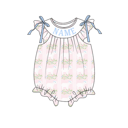 Summer  Custom Name Smocked Embroidered Plaid Floral Collection
