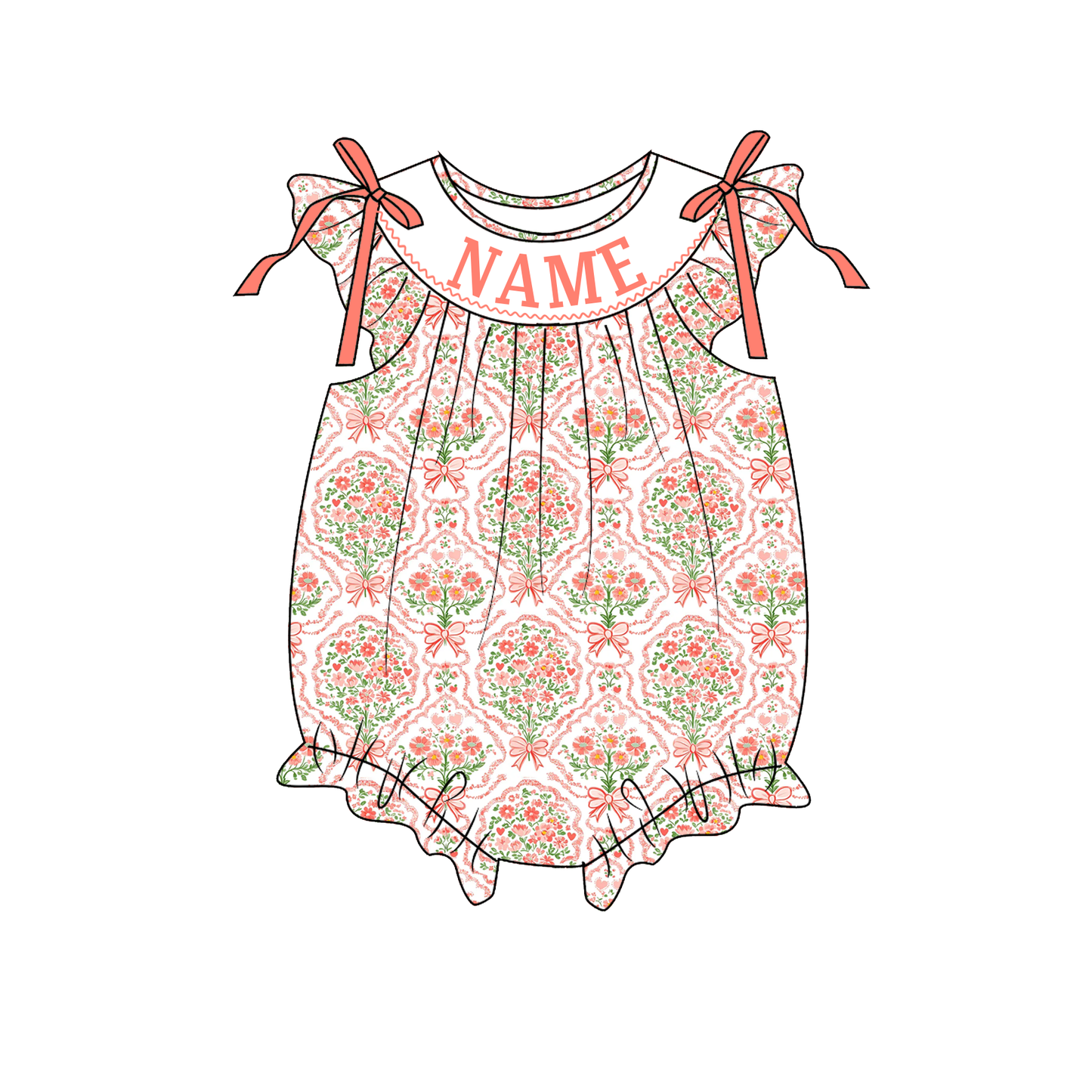 MAMA'S BESTIE Custom Name Smocked Embroidered Floral Collection
