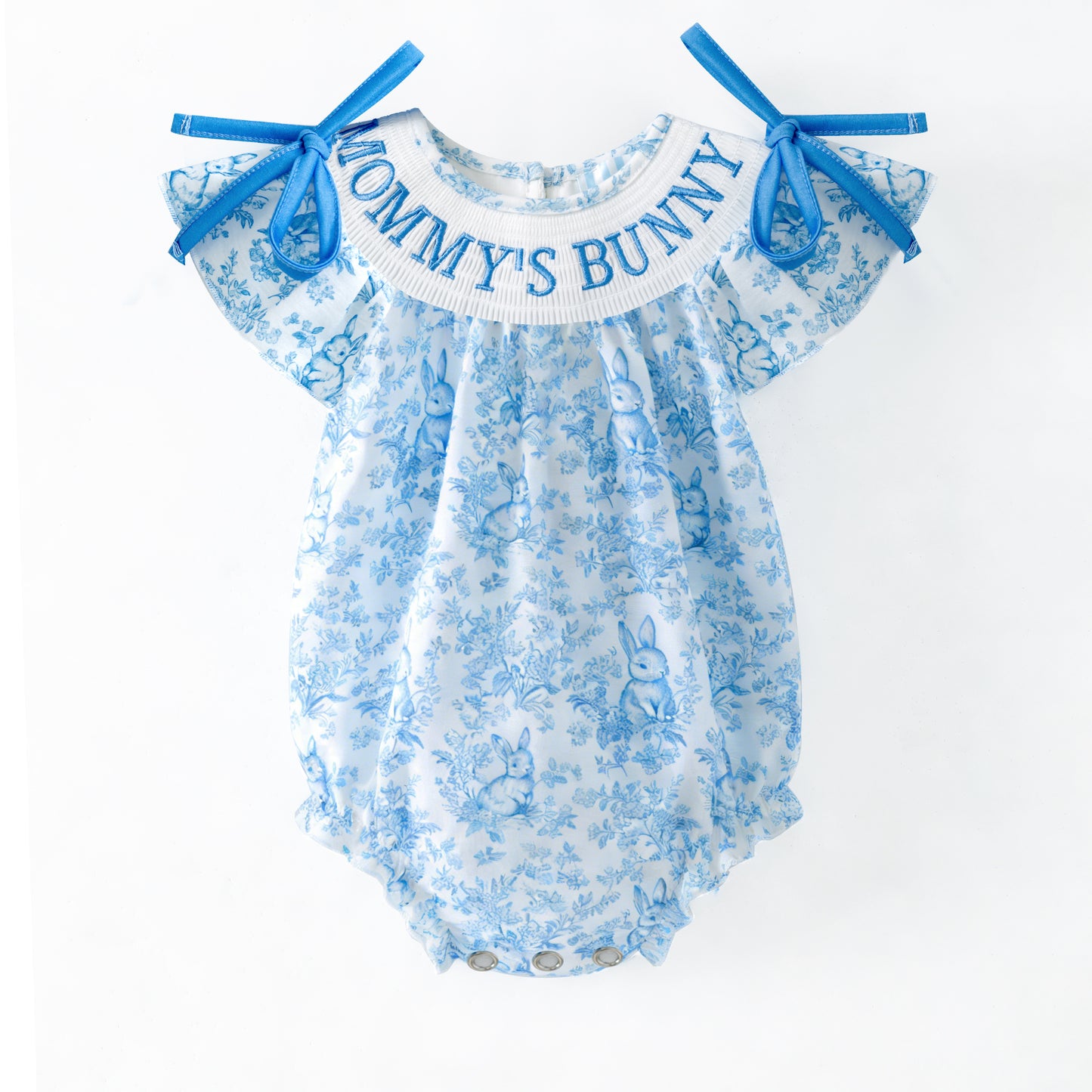MOMMY'S BUNNY Easter Custom Name Smocked Embroidered Floral Collection