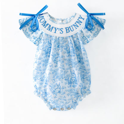 MOMMY'S BUNNY Easter Custom Name Smocked Embroidered Floral Collection