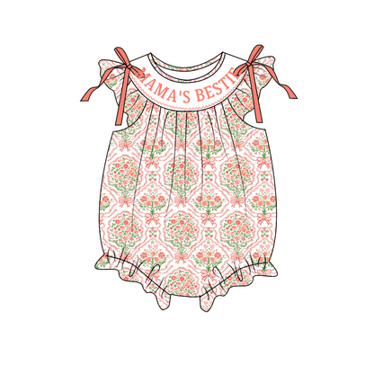 MAMA'S BESTIE Custom Name Smocked Embroidered Floral Collection