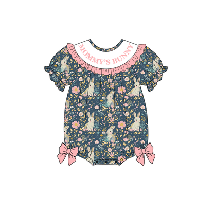 Easter Summer Floral MOMMY'S BUNNY Embroidery Smock Dress & Romper