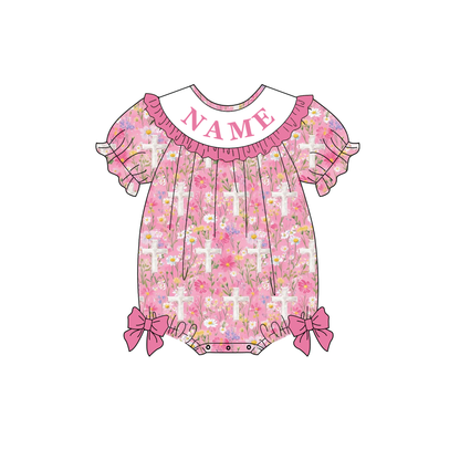 Spring Easter Floral Custom Name Embroidery Smock Outfits