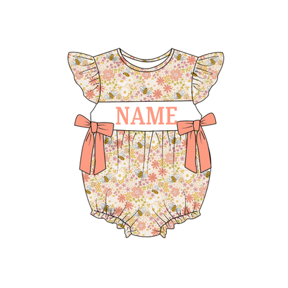 Spring Summer Floral Bee Custom Name Smocked Embroidered Collection