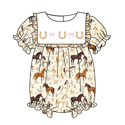 Spring Summer Farm Horse Embroidery Dress & Romper