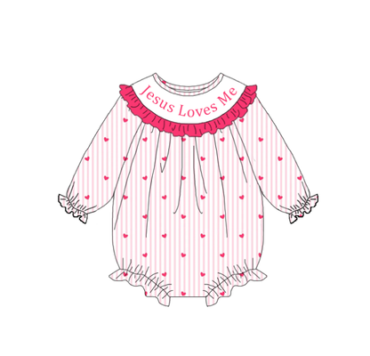 Valentine’s Day Kids Collection JESUS LOVES ME Smocked Embroidery
