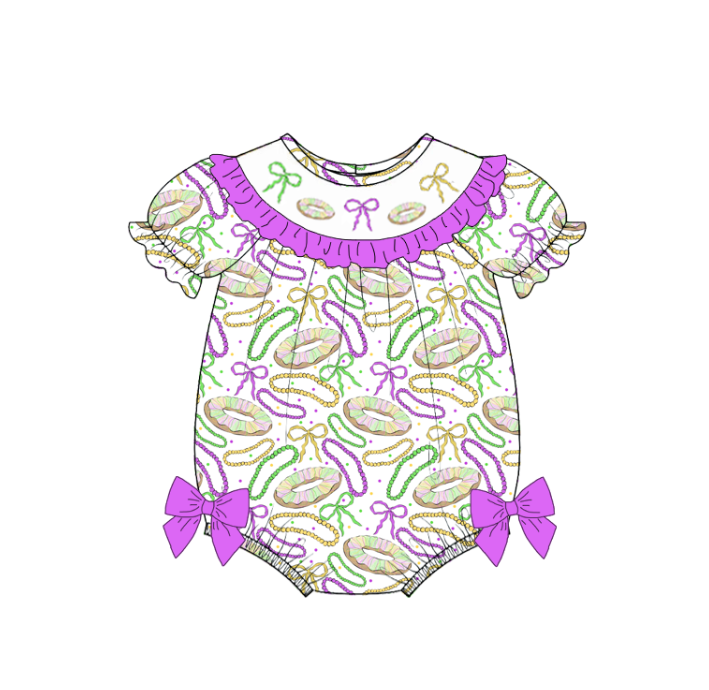 Kids Mardi Gras Smocked Collection Truck Excavator Donut Outfits