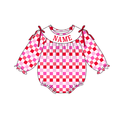 Kids Valentine's Day Plaid Smocked Collection Custom Name Holiday Outfits