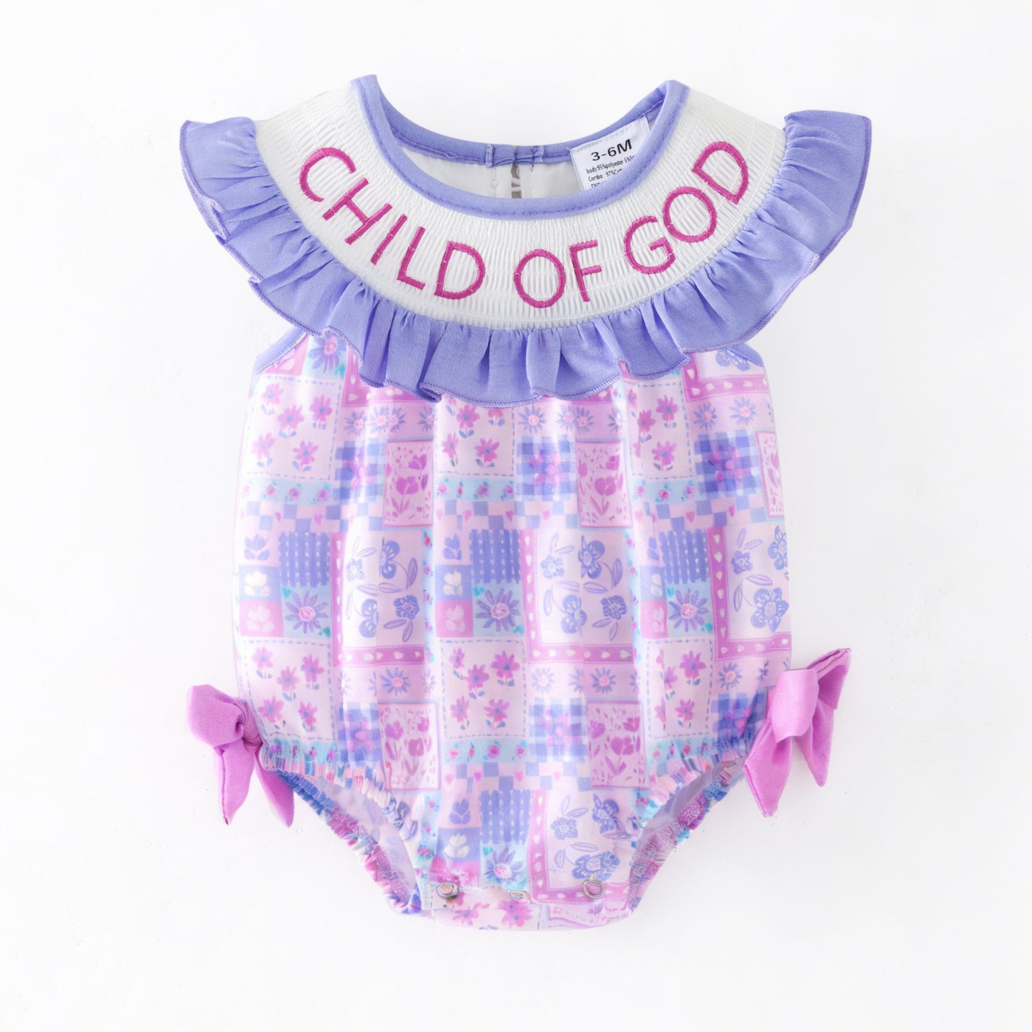 Summer Purple Floral CHILD OF GOD Embroidery Smocked Clothes Collection